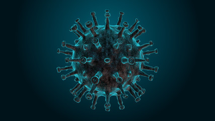 Coronavirus COVID-19 Blue Tech Wireframe Blue background