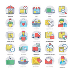  Logistics Delivery Vector Icons Set 