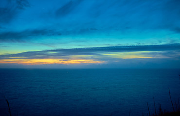 Fototapeta na wymiar Landscape. Sunset over the ocean. Azores, Portugal