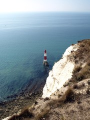 Beachy head lighthouse at high tide.