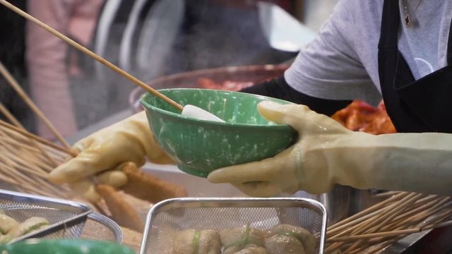 Korean Fish Cake / Eomuk Tang on sold at the street of Busan, South Korea