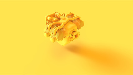 Yellow Large Engine Aircraft 3d illustration 3d render 