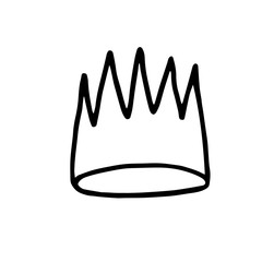 Crown logo graffiti icon. Black icon isolated on white background. Doodle vector illustration. Queen royal princess symbol. Outline design for drawing greeting cards, promotional items for girl,women.
