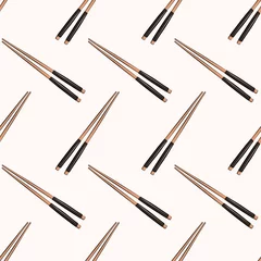 Behang Vector naadloos patroon met Chopstick. Mooie voedselontwerpelementen. © Татьяна Павлючик