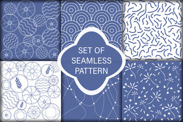 Set of ornamental vector seamless patterns. Endless texture for wallpaper, pattern fills, web page background, surface textures. Modern design ornament with waves, floral theme, moroccan design