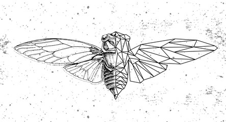Realistic and polygonal cicada illustration. Astrology zodiac sign