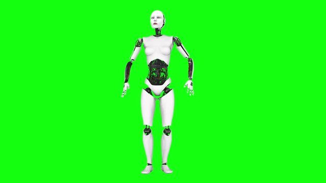 female robot Android emotions chromakey