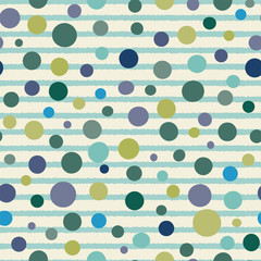 Vector stripes and dots seamless pattern on white background