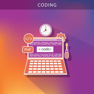 software programming coding concept, code with laptop