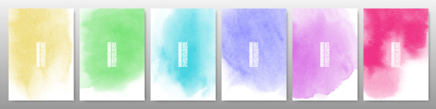 Set of bright multicolor watercolor background