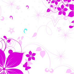 abstract floral background with butterflies