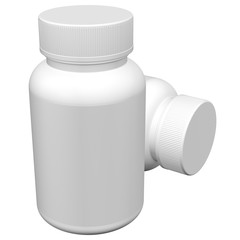  Realistic 3D Bottle Mock Up Template on White Background.3D Rendering