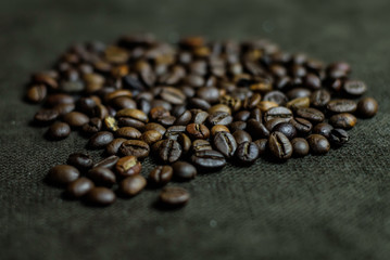 coffee beans on a brown cloth
