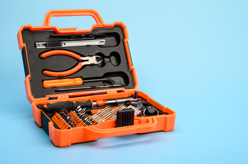 . A set of professional tools in a case for repairing phones, smartphones, computers and other...