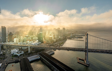 Aerial view of San Francisco waterfront and pier