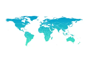 Poster Vector world map infographic symbol. International illustration sign. Blue gradient global element for business, presentation, sample, web design, media, news, blog, report © Elizaveta Mukhina