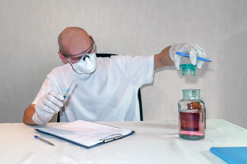 Medical research. The doctor does the tests.