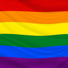 Flag LGBT squared icon, badge or button. Template design, vector illustration. Love wins. LGBT logo symbol in rainbow colors. Gay pride textile background. 