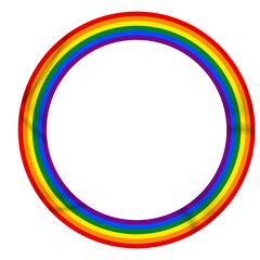 Flag LGBT icon, round frame. Template design, vector illustration. Love wins. LGBT logo symbol in rainbow colors. Gay pride collection.