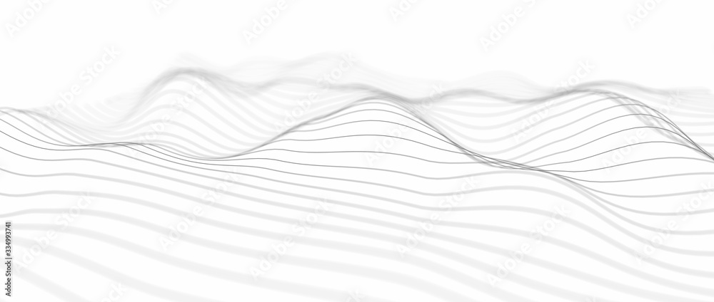 Aufkleber Abstract digital background. Network connection structure. Big data. Futuristic abstract wave. 3D rendering.