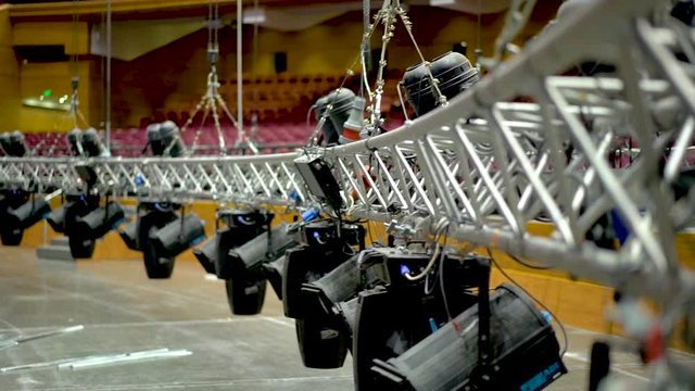 metal truss with floodlights