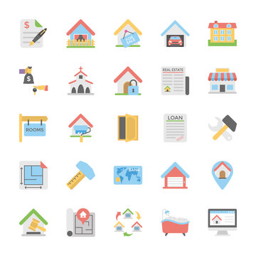  Real Estate Flat Vector Icons Pack 