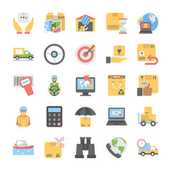  Flat Vector Icons Collection Of Logistic Delivery 