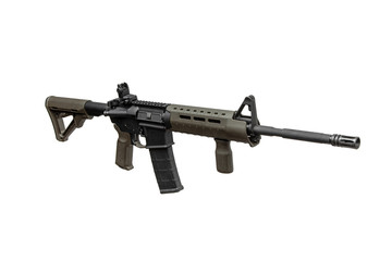 Modern automatic rifle isolated on white. Weapons for police, special forces and the army....