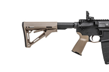 Modern automatic rifle isolated on white. Weapons for police, special forces and the army. Automatic carbine with mechanical sights.