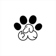 line Pet Paw logo designs concept vector,
