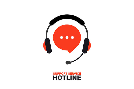 Hotline support service with headphones. Call center, hotline concept of client network for ecommerce and user consultation. Customer Support, Consultation, consultant, secretary. Support service Icon