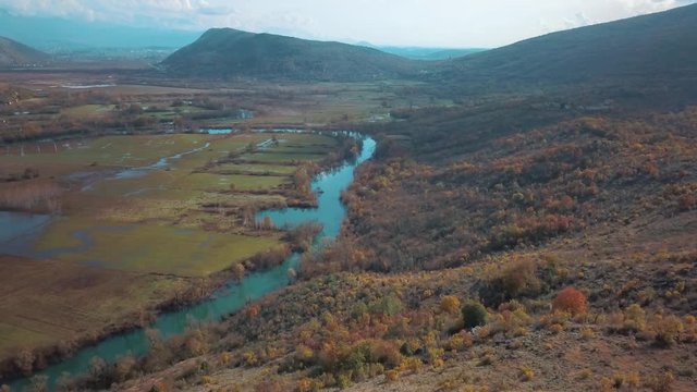  A River in a Marshy Area in Autumn. River Matica Landscape. Rijeka Matica i Okolina u Jesenjim Bojama.