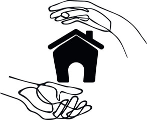 Black house, symbol, vector illustration