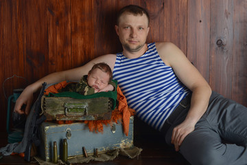 newborn son and military father, holiday of the great victory of May 9, 1941-1945