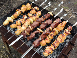 skewers on skewers are fried