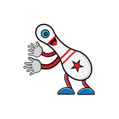Vector illustration of cartoon bowling character