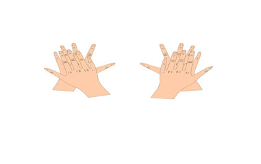 set of hands isolated on white background