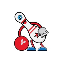 Vector illustration of cartoon bowling character