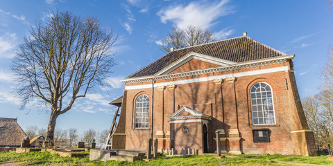 Panorama of the historic Solwerd church in Appingedam, Netherlands