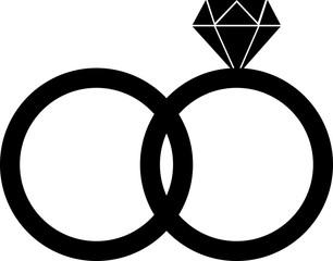 Diamond engagement ring black gem icon