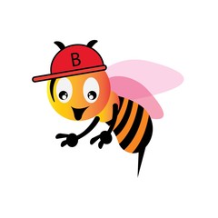 Obraz premium Vector illustration of cartoon bee character