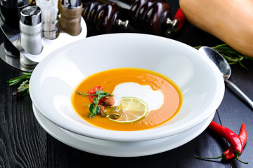 Lenten menu mashed carrot soup