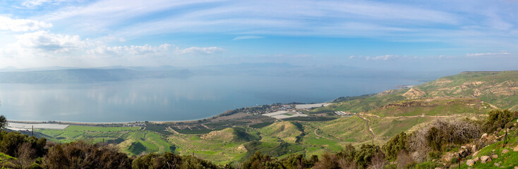 Fototapeta na wymiar Aerial view of Galilee lake (Kinneret lake), golan height, Israel 