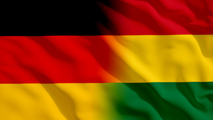 Waving Germany and Bolivia National Flags with Fabric Texture