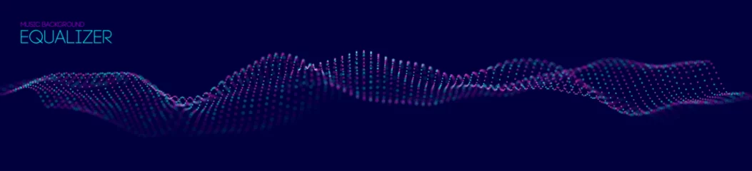 Rolgordijnen Music abstract background blue. Equalizer for music, showing sound waves with music waves, music background equalizer vector concept. © RDVector