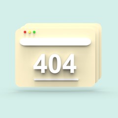 404 error. Page not found. 3d illustration Minimalism render