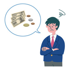 学生　男の子　お金　困っている
