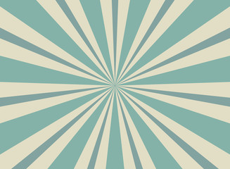 Sunlight wide retro faded background. Pale blue and beige color burst background.