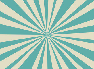 Sunlight wide retro faded background. Pale blue and beige color burst background.