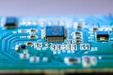 components on green printed circuit board
